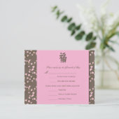 Pink, Brown Cherry Blossoms Reply Card (Standing Front)