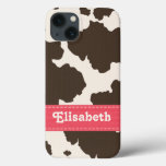 Pink Brown Cow Print Iphone 13 Case at Zazzle