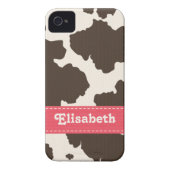 Pink Brown Cow Print iPhone 4 4s Case-Mate Cover (Back)
