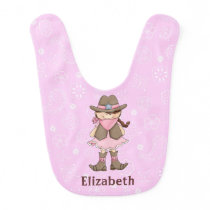 Pink & Brown Cowgirl Baby Girl Bib
