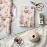 Pink Brown Cowgirl Southwestern Boots Floral Wrapping Paper