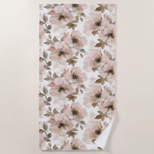 Pink Brown Cowgirl Southwestern Floral Beach Towel