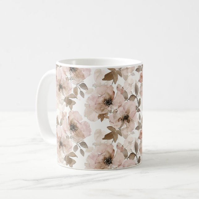 Pink Brown Cowgirl Southwestern Floral  Coffee Mug (Front Left)