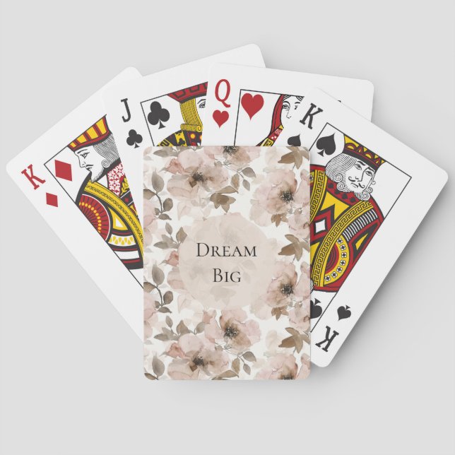 Pink Brown Cowgirl Southwestern Floral Poker Cards (Back)