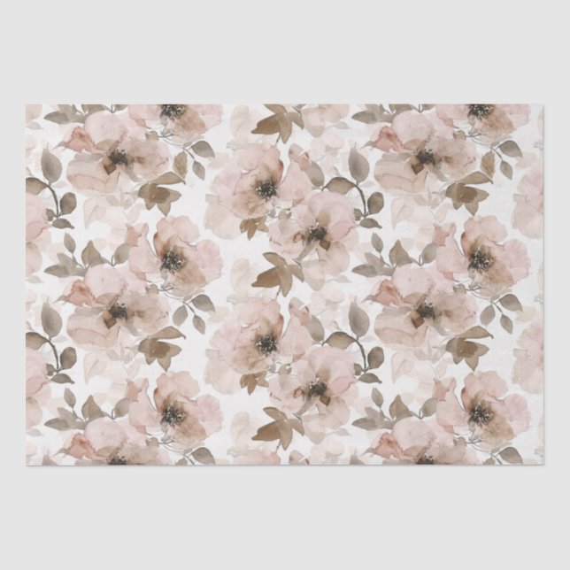 Pink Brown Cowgirl Southwestern Floral  Tissue Paper (Front)