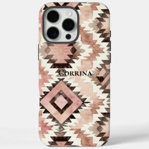 Pink Brown Cowgirl Southwestern Tribal iPhone 16 Pro Max Case