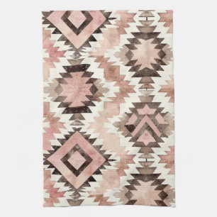 Pink Brown Cowgirl Southwestern Tribal Kitchen Towel
