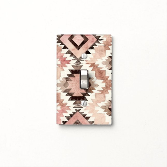 Pink Brown Cowgirl Southwestern Tribal Light Switch Cover (In Situ)