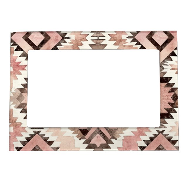 Pink Brown Cowgirl Southwestern Tribal Magnetic Frame (Front)