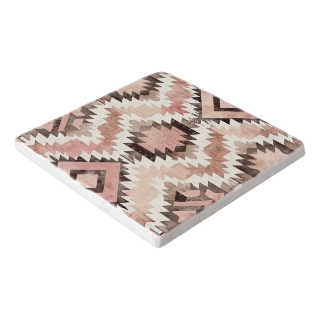 Pink Brown Cowgirl Southwestern Tribal Trivet (Corner)