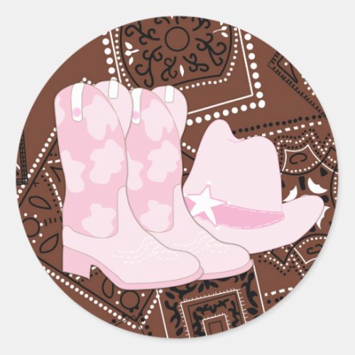 Pink Brown Cowgirl Stickers