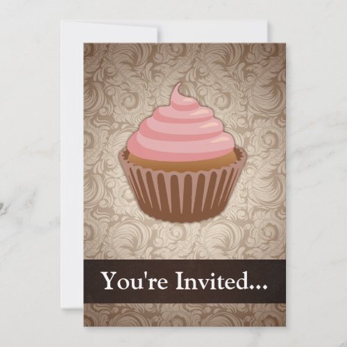 PinkBrown Cupcake Invitation