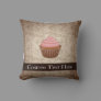 Pink/Brown Cupcake Throw Pillow