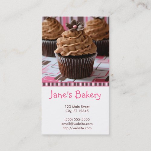 Pink &amp; Brown Cupcakes Business Card