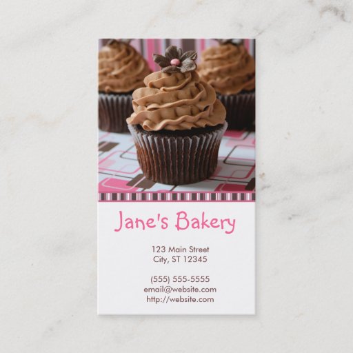 Customizable Pink &amp; Brown Cupcakes Business Card