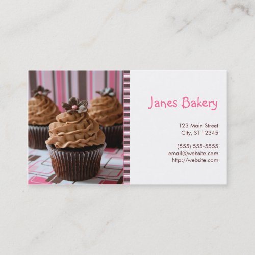 Pink &amp; Brown Cupcakes Business Card Templates