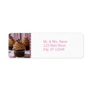 Pink & Brown Cupcakes Label