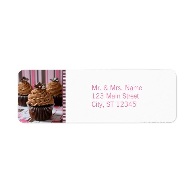 Pink & Brown Cupcakes Label (Front)
