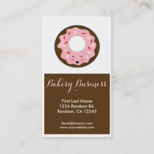 Pink brown donut custom bakery business cards