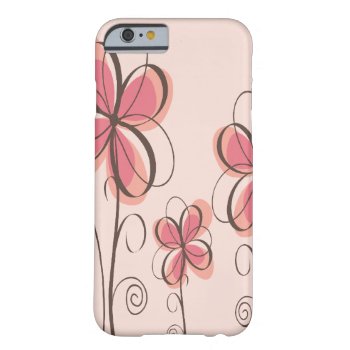 Pink & Brown Doodle Flowers Design Barely There Iphone 6 Case by RetroZone at Zazzle