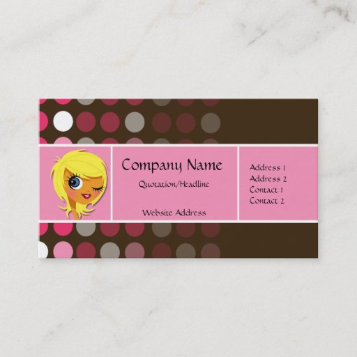 Customizable Pink &amp; Brown Dots Chic Business Card
