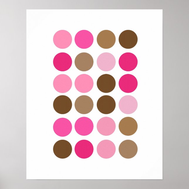 Pink & Brown Dots Modern Art Pattern Abstract Poster (Front)
