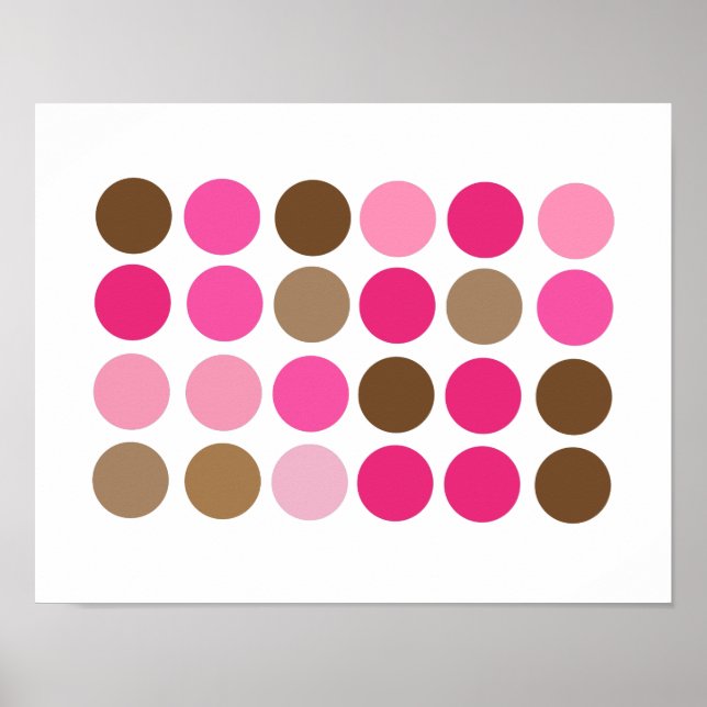 Pink & Brown Dots Modern Pattern Abstract Poster (Front)