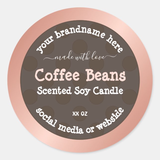 Pink Brown Dotted Pattern Product Packaging Labels (Front)