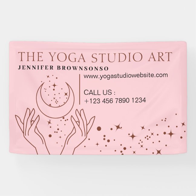 Pink Brown Energy Hands Mystic Moon Spiritual Banner