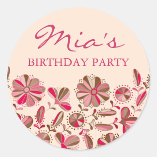 Pink & Brown Floral Burst Sticker