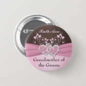 Pink, Brown Floral Grandmother of the Groom Pin (Front & Back)