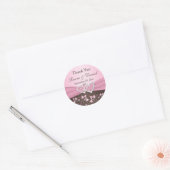 Pink, Brown Floral, Hearts Wedding Favor Sticker (Envelope)