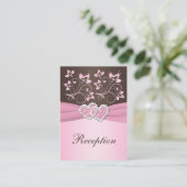 Pink, Brown Floral Joined Hearts Enclosure Card (Standing Front)