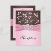 Pink, Brown Floral Joined Hearts Enclosure Card (Front/Back)