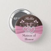 Pink, Brown Floral Matron of Honor Pin (Front & Back)