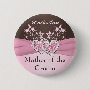 Pink, Brown Floral Mother of the Groom Pin