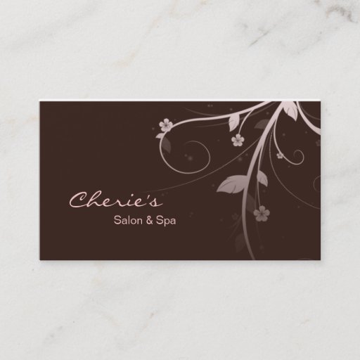 Customizable Pink Brown Floral Swirls business card
