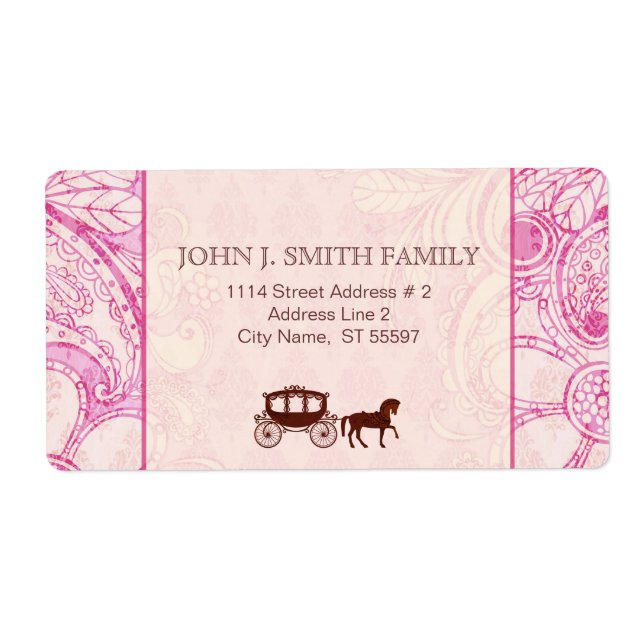 Pink & Brown Floral Swirls - Custom Text Label (Front)