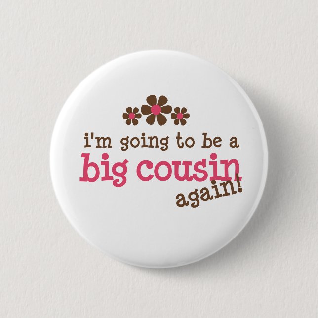 Pink/Brown Flower Big Cousin T-shirt Button (Front)