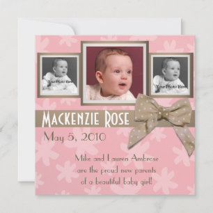 Pink & Brown Flower photo Announcement