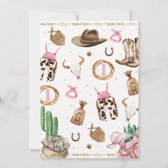 Pink Brown Girls First Rodeo 1st Birthday Invitation | Zazzle