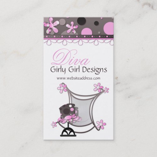 Pink &amp; Brown Girly Girl Diva Business Cards