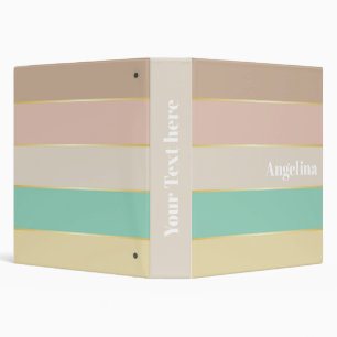 Pink brown gold Custom Summer Color Block Stripes 3 Ring Binder