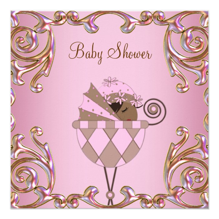 invitation pink brown baby shower invitations african american baby