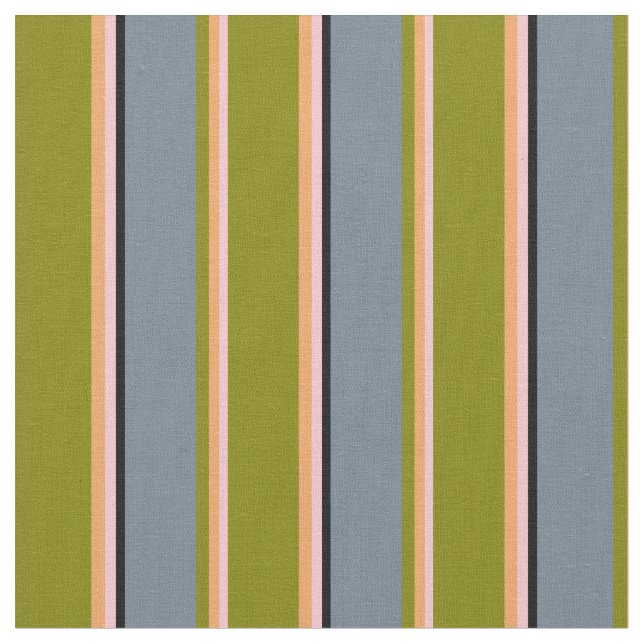 Pink, Brown, Green, Slate Gray, and Black Pattern Fabric (Close Up)
