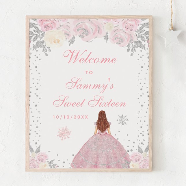 Pink Brown Hair Girl Sweet Sixteen Welcome Poster (Creator Uploaded)
