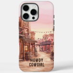 Pink Brown Hearts Cowgirl Wild West Town iPhone 16 Pro Max Case