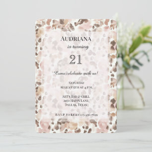 Pink Brown Leopard Birthday Invitation
