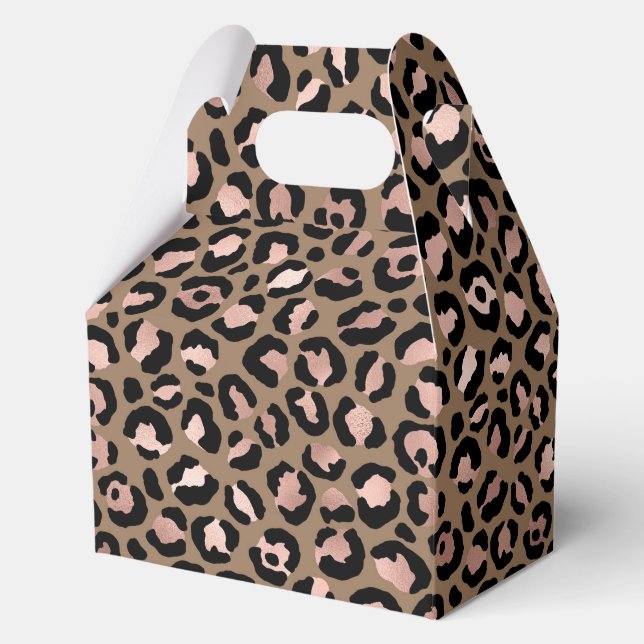 Pink Brown Leopard Favor Boxes (Front)