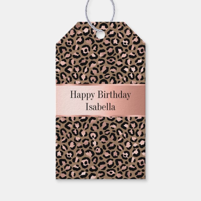 Pink Brown Leopard Gift Tags (Front)